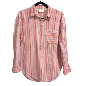 Anthropologie Maeve Striped Linen Blend Top